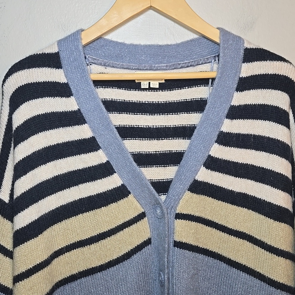 Fat Face Alpaca Heather Stripe V-Neck Button Front Sweater Cardigan NWOT - Picture 3 of 13